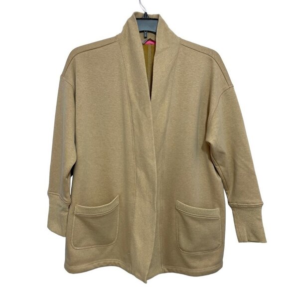 ISAAC MIZRAHI LIVE! Open Cardigan Duster Size Medium Tan Thick Knit Thigh Length - Picture 16 of 16